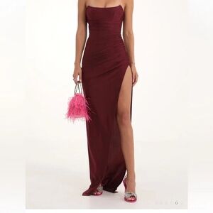 Lucy in the Sky Strapless Wine Dress